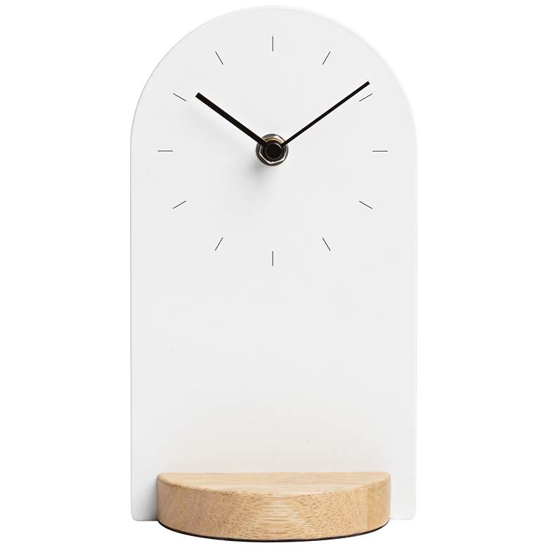 Image 1 Sometime White and Natural 9 inch High Desk Clock