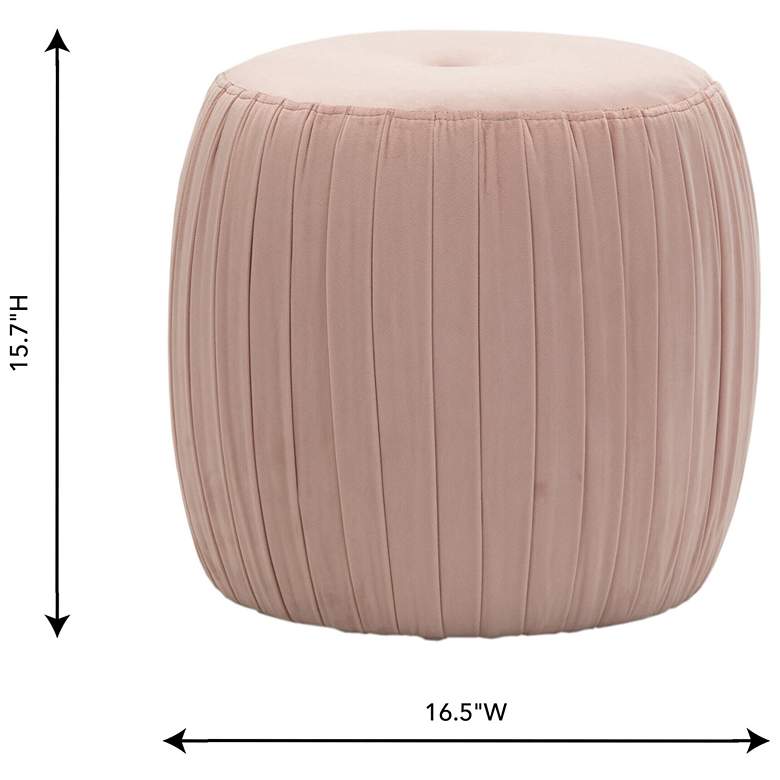 Image 4 Sommer Blush Button-Tufted Pleated Velvet Drum Ottoman more views