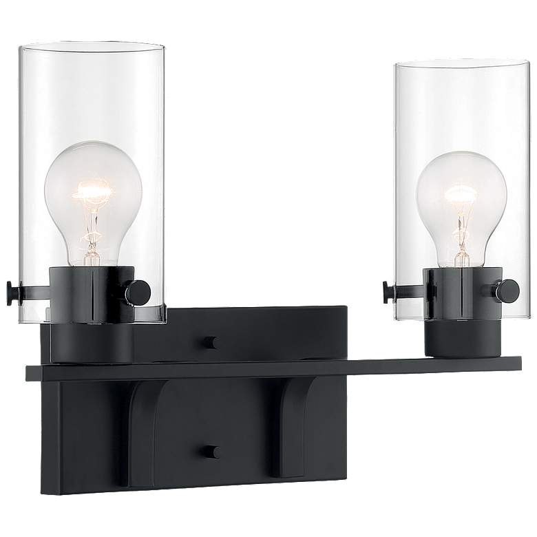 Image 1 Sommerset; 2 Light; Vanity Fixture; Matte Black Finish with Clear Glass