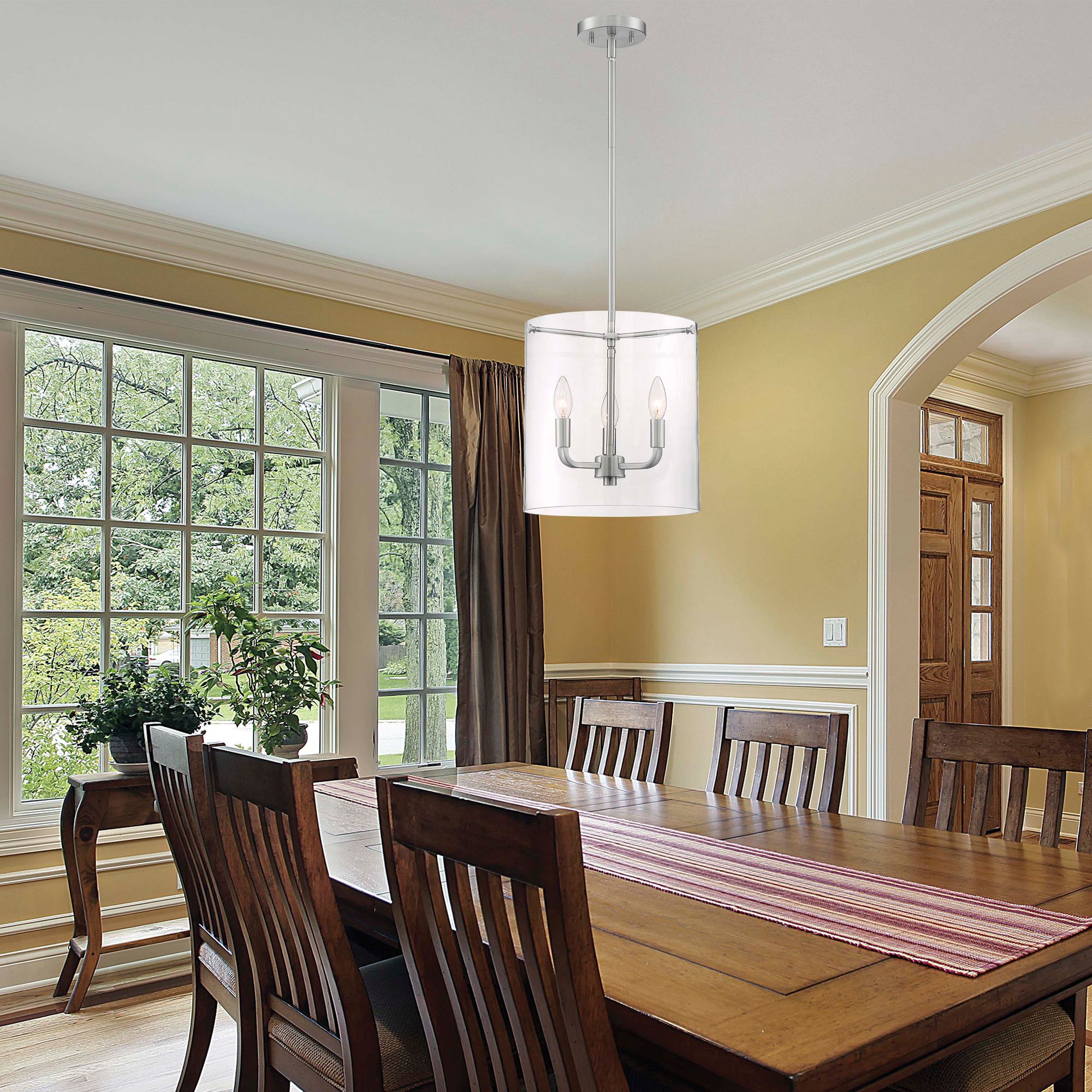 Image 6 Sommerset; 3 Light; Pendant Fixture; Brushed Nickel Finish with Clear Glass more views