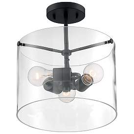 Image1 of Sommerset; 3 Light; Semi-Flush Fixture; Matte Black Finish with Clear Glass