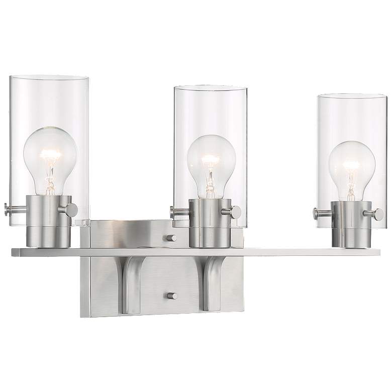 Image 1 Sommerset; 3 Light; Vanity Fixture; Brushed Nickel Finish with Clear Glass