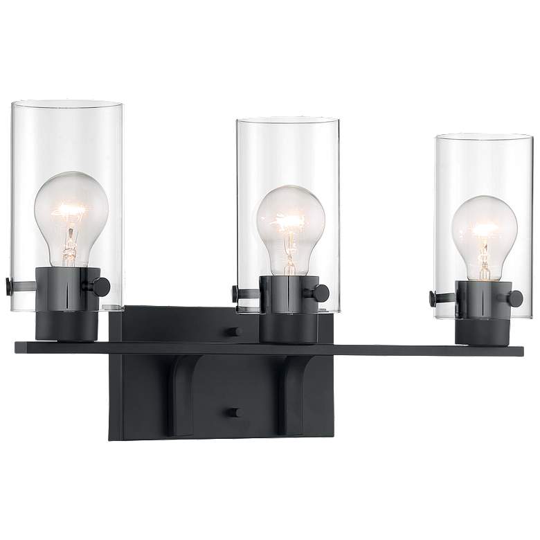 Image 1 Sommerset; 3 Light; Vanity Fixture; Matte Black Finish with Clear Glass