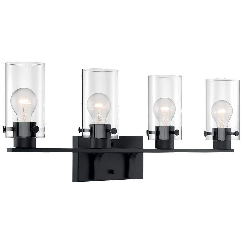 Image 1 Sommerset; 4 Light; Vanity Fixture; Matte Black Finish with Clear Glass