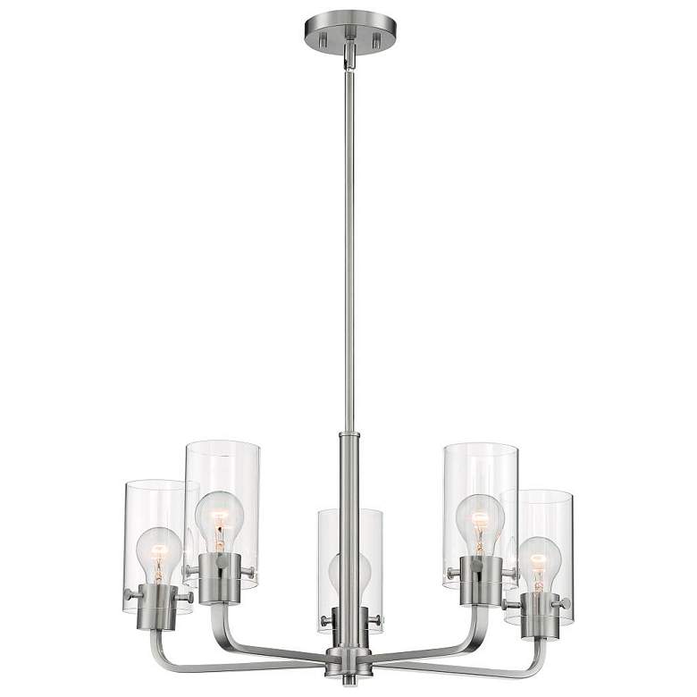 Image 4 Sommerset; 5 Light; Chandelier Fixture; Brushed Nickel Finish w Clear Glass more views