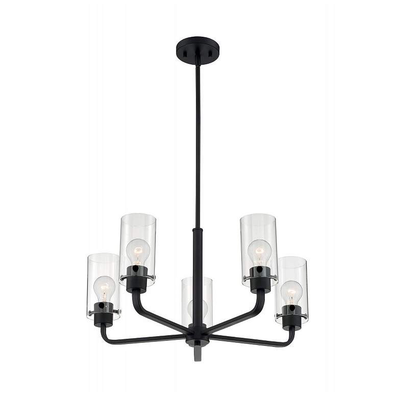 Image 1 Sommerset; 5 Light; Chandelier Fixture; Matte Black Finish with Clear Glass