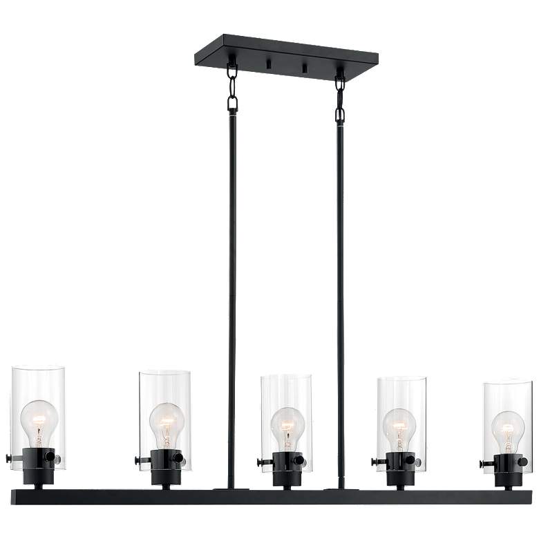 Image 1 Sommerset; 5 Light; Island Pendant; Matte Black Finish w/ Clear Glass