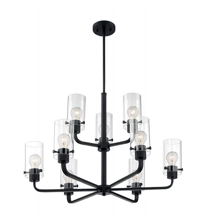 Image 1 Sommerset; 9 Light; Chandelier Fixture; Matte Black Finish with Clear Glass