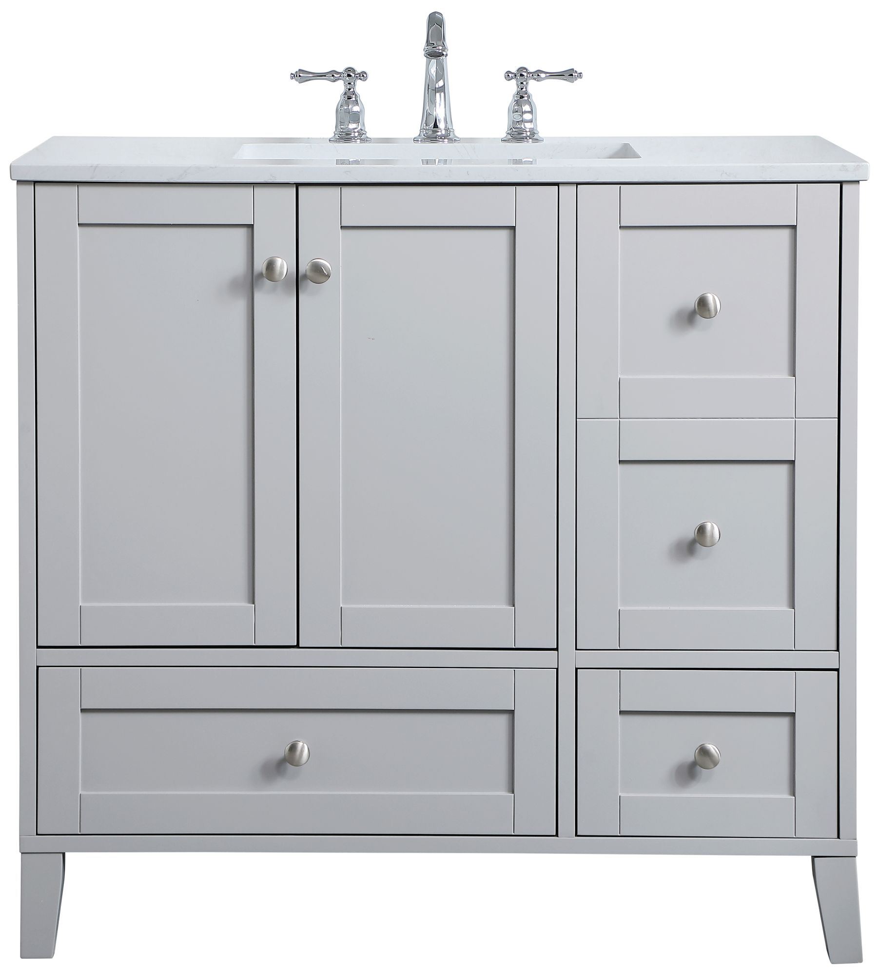 Image 2 Sommerville 36 in. Grey Bathroom Vanity with Calacatta White Quartz