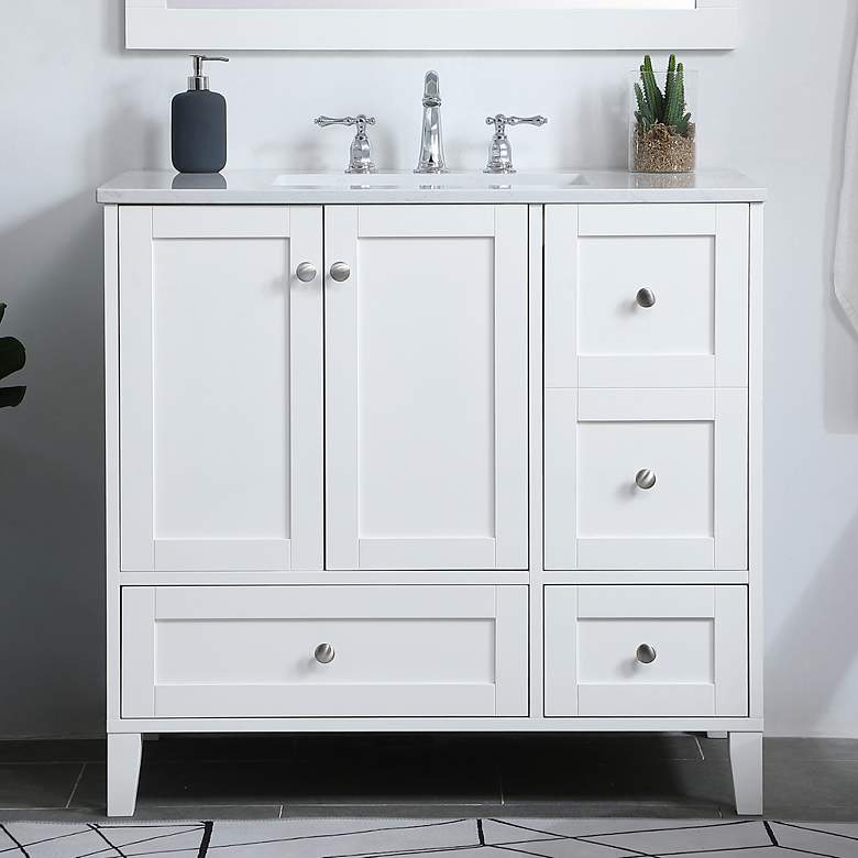 Image 2 Sommerville 36"W White 3-Drawer Single Sink Bathroom Vanity more views