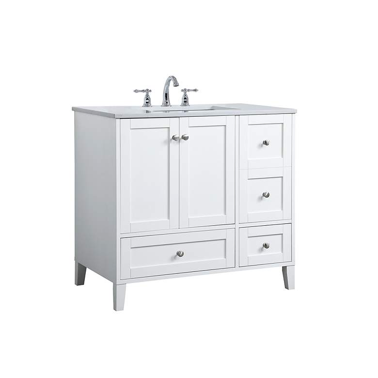 Image 3 Sommerville 36"W White 3-Drawer Single Sink Bathroom Vanity more views
