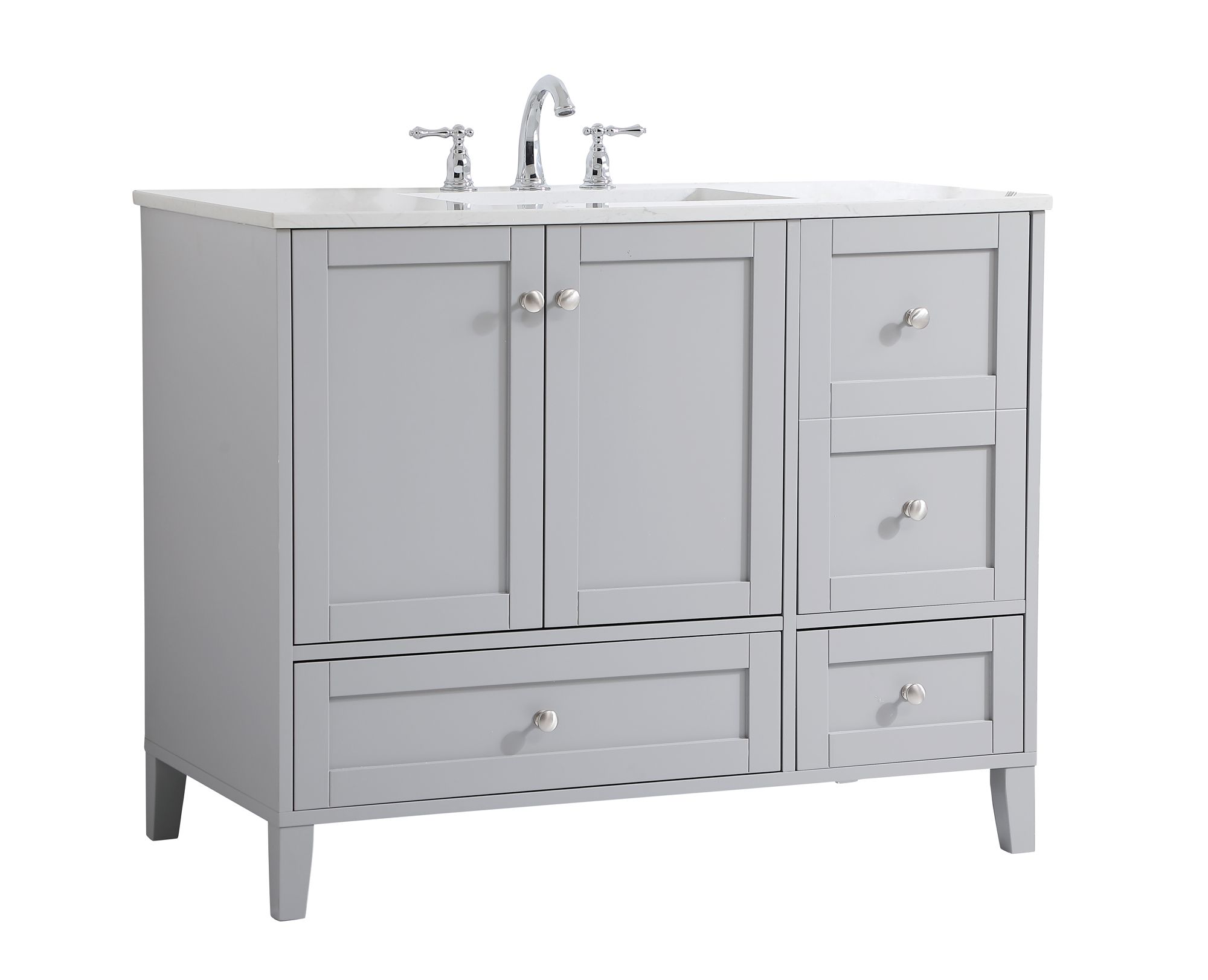 Image 3 Sommerville 42 in. Grey Bathroom Vanity With White Calacatta Quartz more views