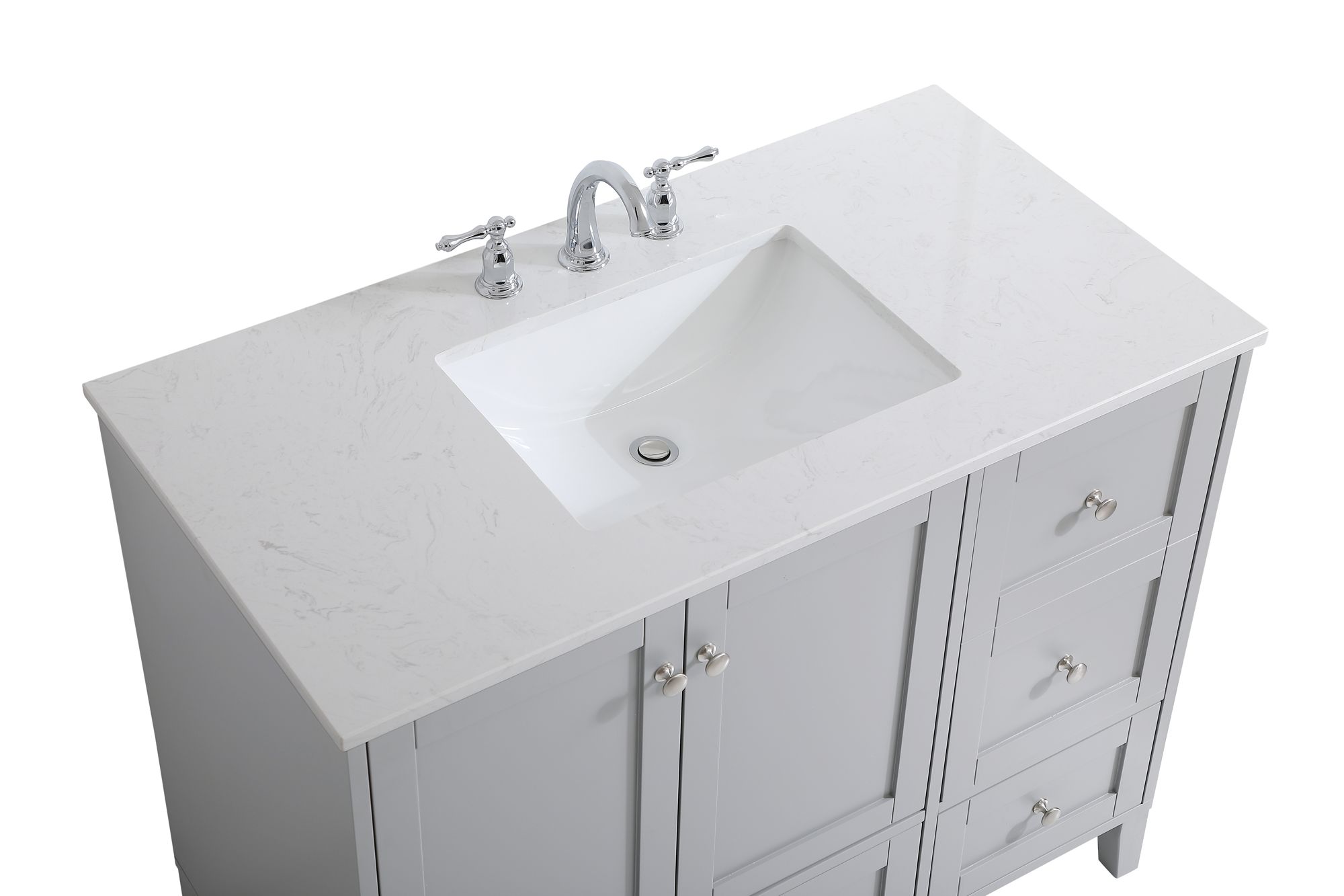 Image 4 Sommerville 42 in. Grey Bathroom Vanity With White Calacatta Quartz more views
