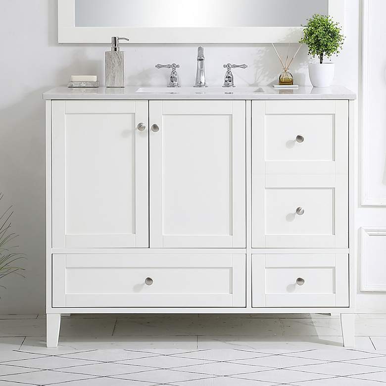 Image 1 Sommerville 42"W White 3-Drawer Single Sink Bathroom Vanity