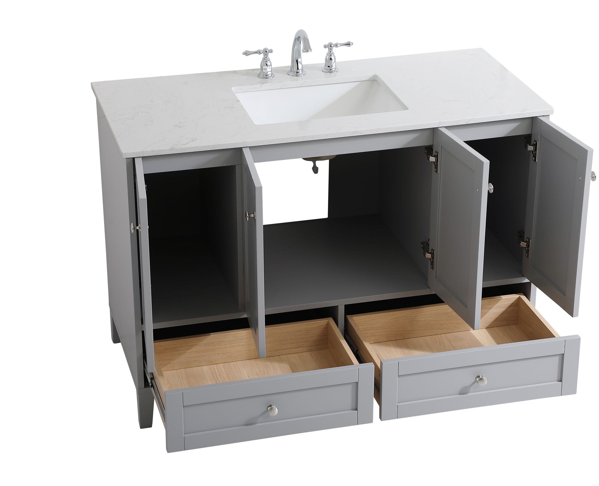 Image 4 Sommerville 48-Inch Grey Bathroom Vanity With White Calacatta Quartz more views