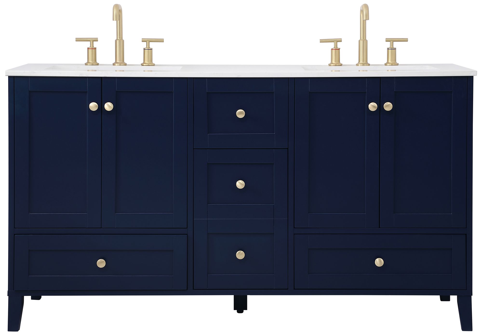 Image 2 Sommerville 60 in. Blue Double Sink Bathroom Vanity, Calacatta White Quartz