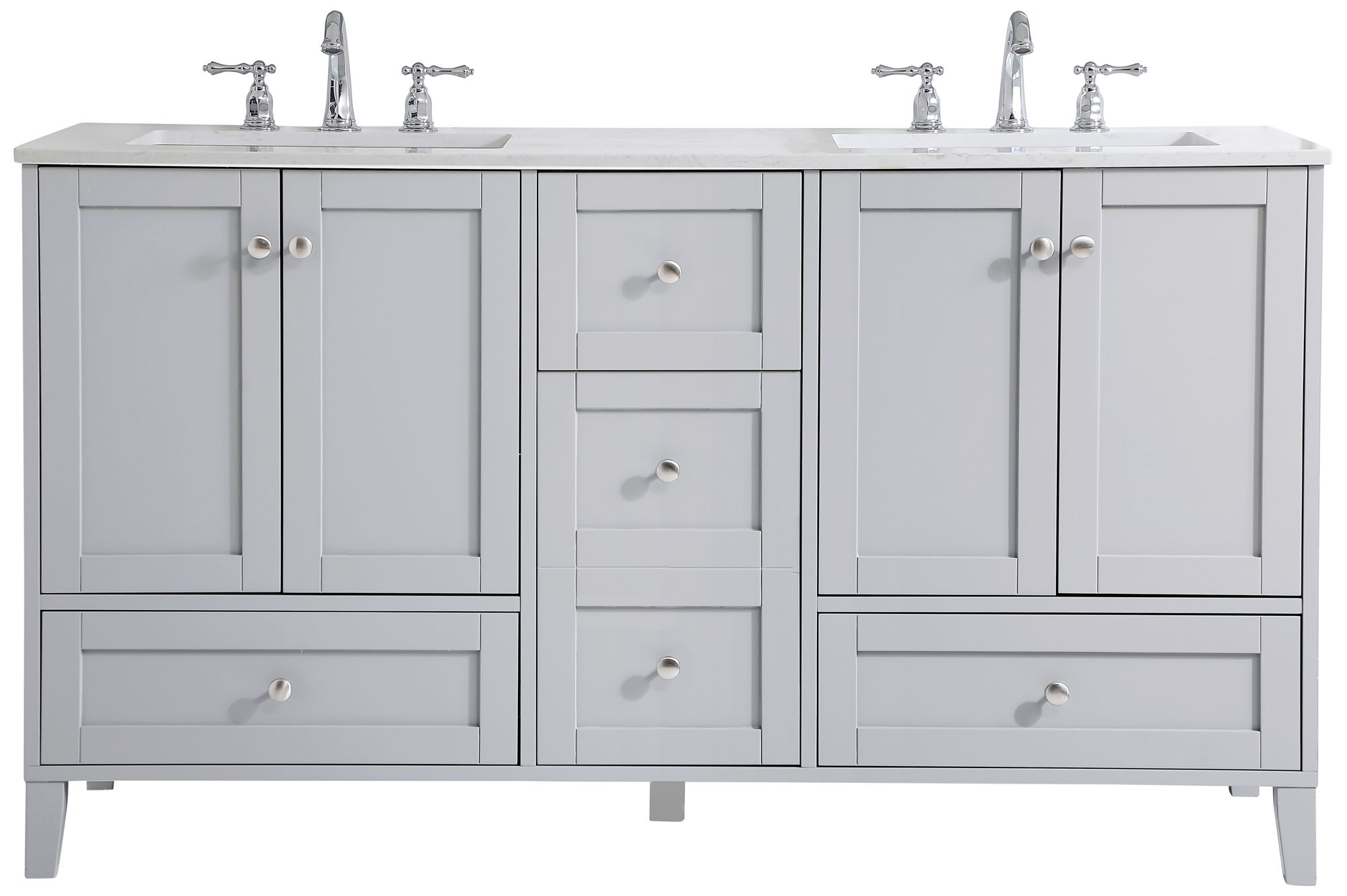 Image 2 Sommerville 60 in. Grey Double Sink Bathroom Vanity, White Calacatta Quartz