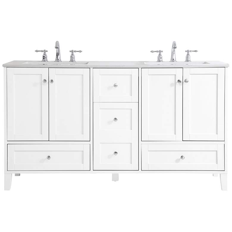 Image 2 Sommerville 60" Wide White Double Sink Bathroom Vanity
