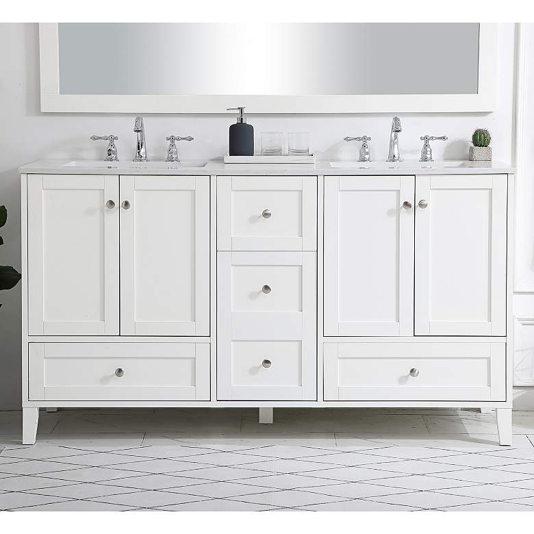 Image 1 Sommerville 60" Wide White Double Sink Bathroom Vanity