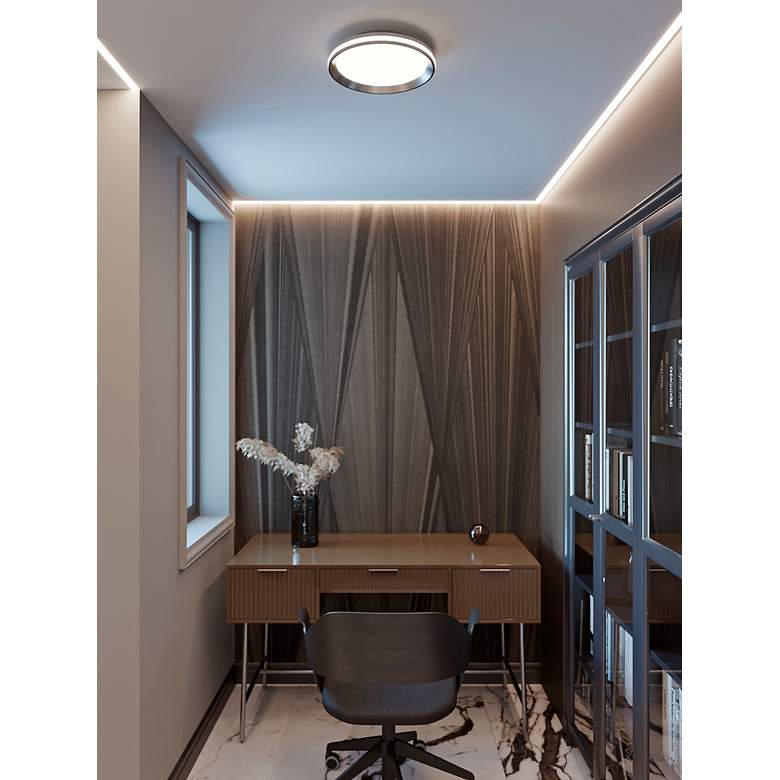 Image 3 Sona 12" Wide Satin Nickel LED Flush Mount more views