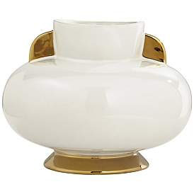 Image2 of Sonata 10 1/2" Wide White Ceramic Vase with Handles