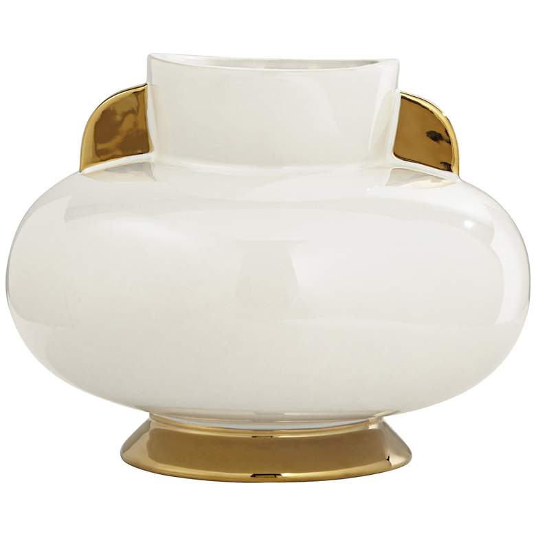 Image 2 Sonata 10 1/2 inch Wide White Ceramic Vase with Handles