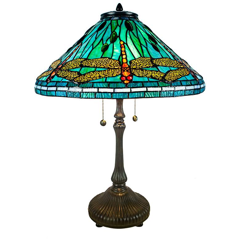 Image 1 Sonata Dragonfly Antique Bronze Tiffany Table Lamp