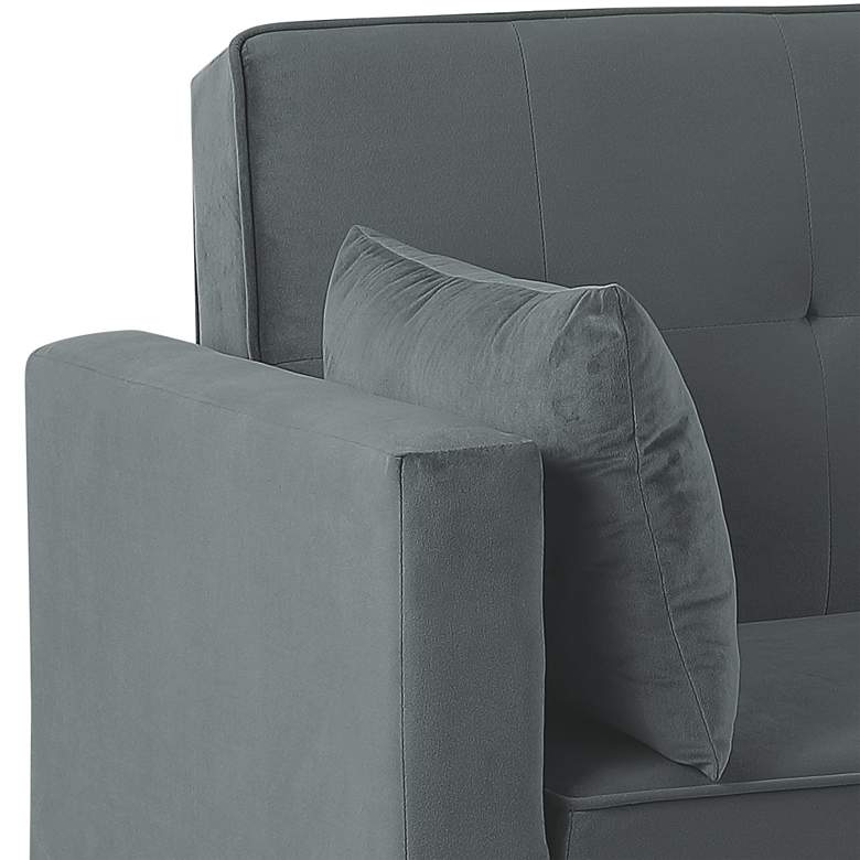 Image 3 Sonesta 84" Wide Gray Velvet Convertible Sofa Bed more views