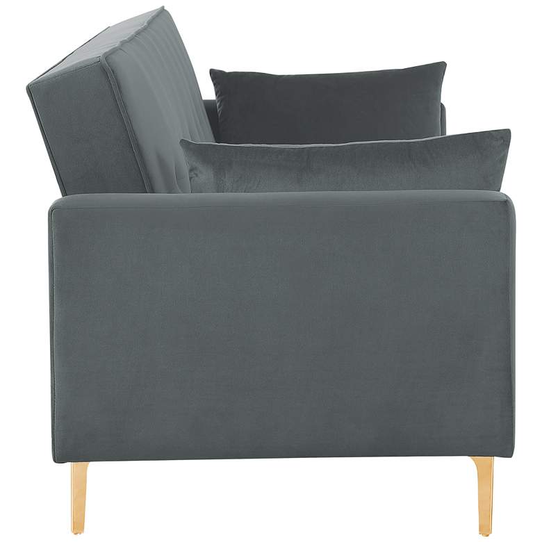 Image 6 Sonesta 84" Wide Gray Velvet Convertible Sofa Bed more views
