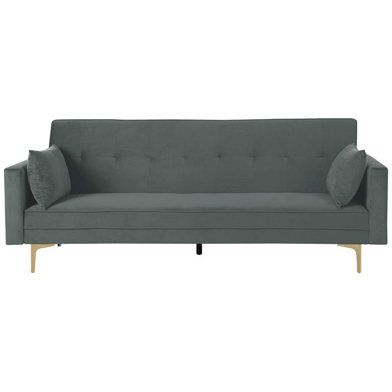 Image 7 Sonesta 84 inch Wide Gray Velvet Convertible Sofa Bed more views