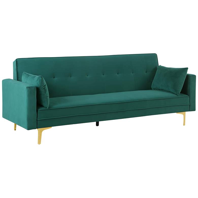 Image 2 Sonesta 84" Wide Green Velvet Convertible Sofa Bed
