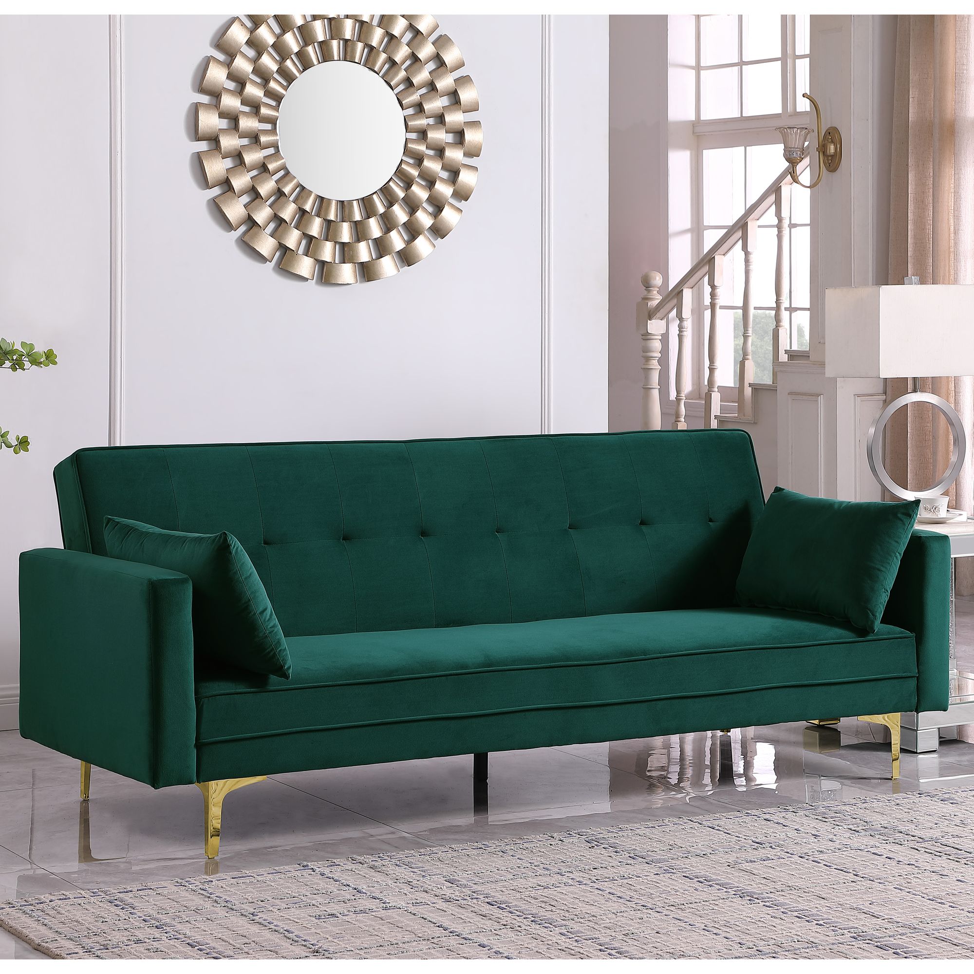 Emerald Green Velvet Sofa Bed | Baci Living Room