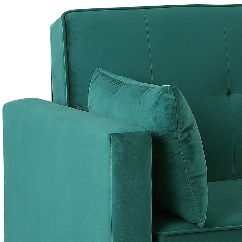 Image 3 Sonesta 84" Wide Green Velvet Convertible Sofa Bed more views