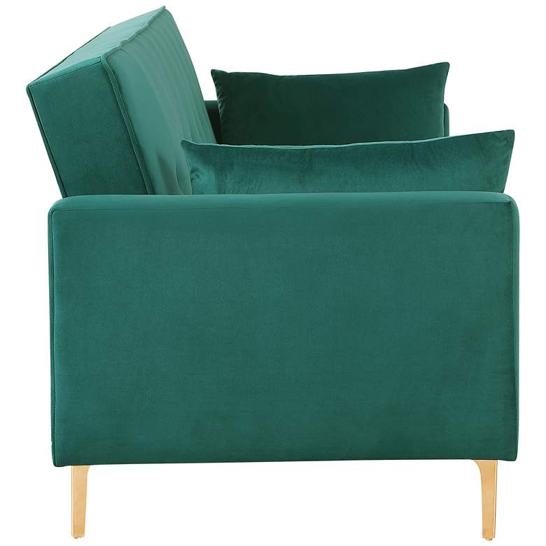 Image 6 Sonesta 84 inch Wide Green Velvet Convertible Sofa Bed more views