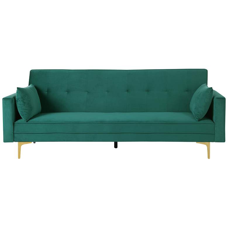 Image 7 Sonesta 84 inch Wide Green Velvet Convertible Sofa Bed more views