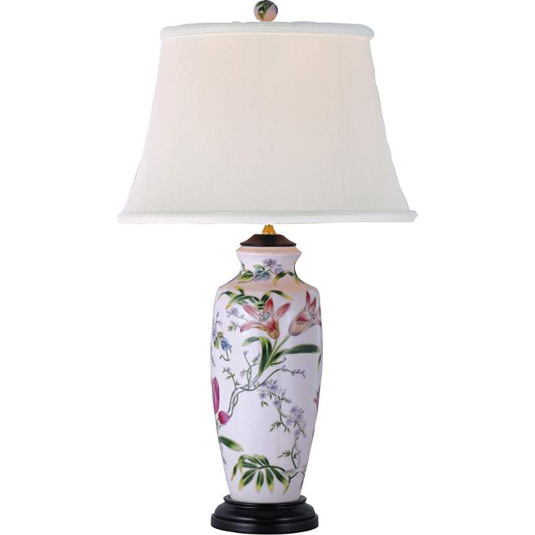 Image 2 Song Bird and Garden Lily 31" High Ginger Jar Porcelain Table Lamp
