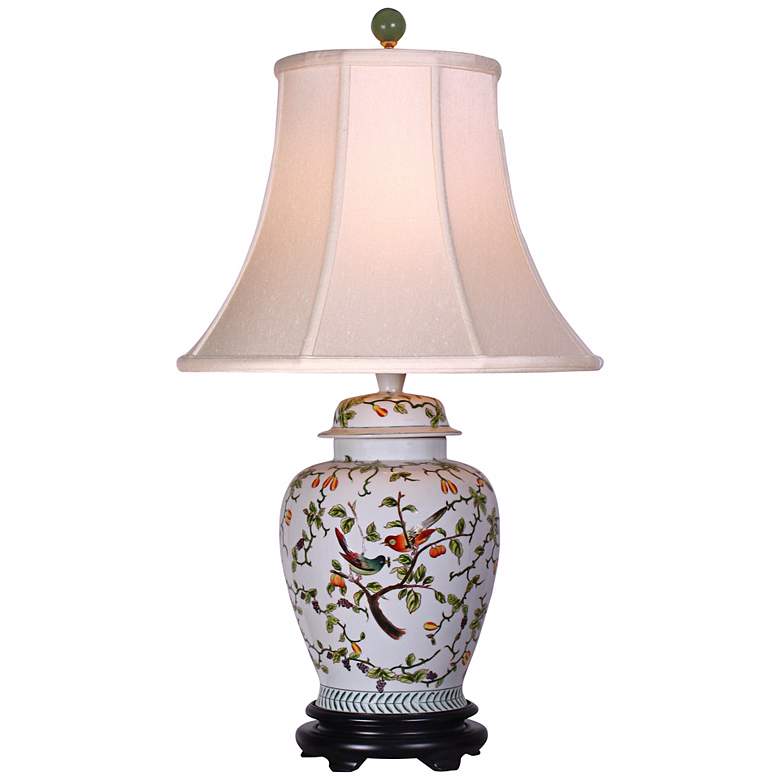 Image 1 Song Birds Porcelain Temple Jar Table Lamp