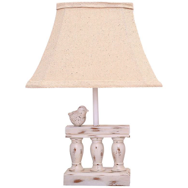 Image 1 Songbird Distressed White Accent Table Lamp