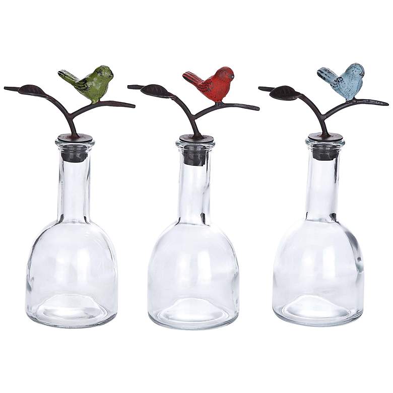 Image 1 Songbird Stopper Clear Glass Bottle Set of 3