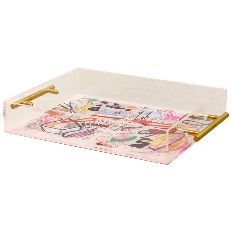Image 1 Songbook I Acrylic Tray- Large Abstract Print On Acrylic With Gold Handles
