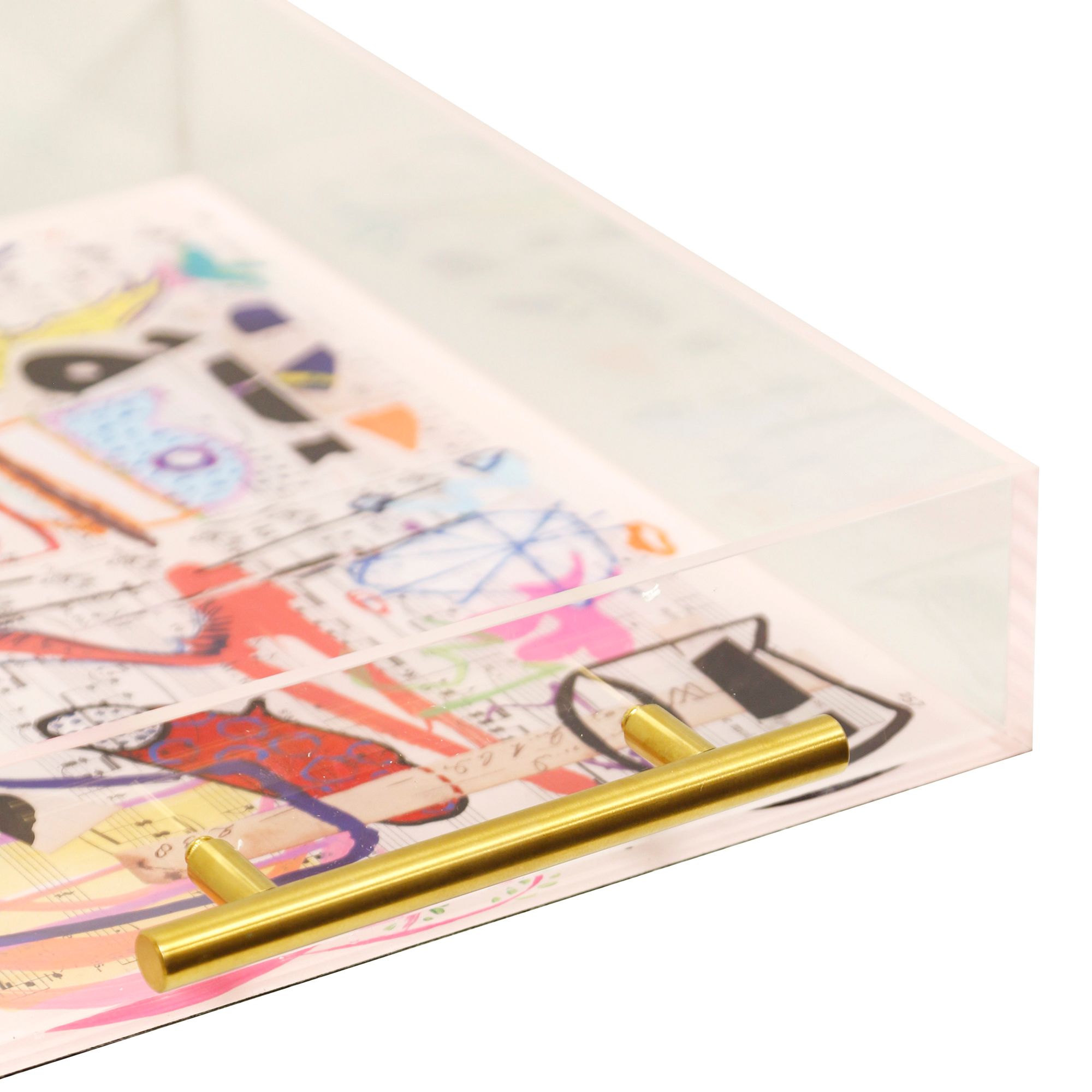 Image 2 Songbook I Acrylic Tray- Large Abstract Print On Acrylic With Gold Handles more views