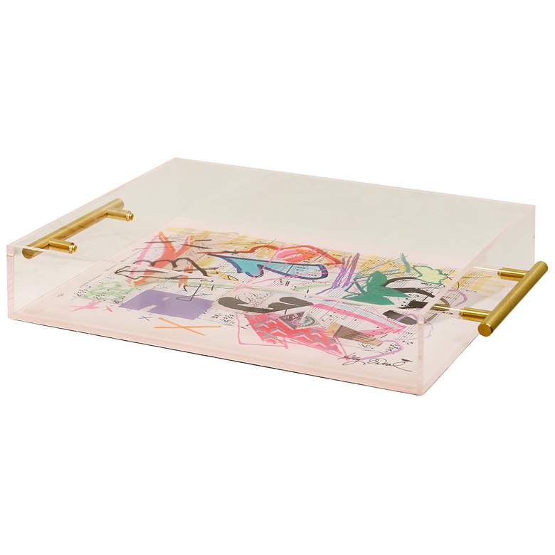 Image 1 Songbook II Acrylic Tray- Large Abstract Print On Acrylic With Gold Handles