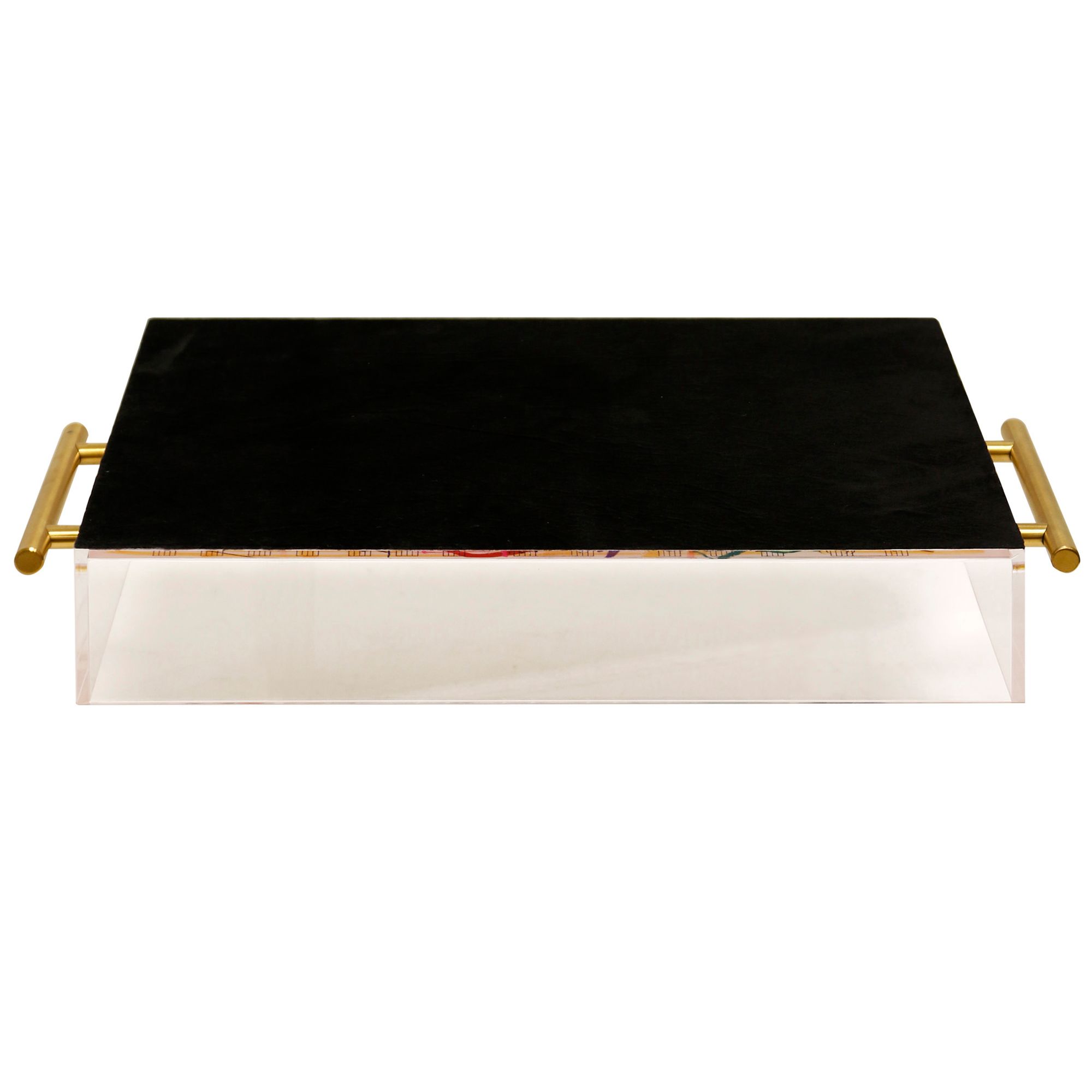 Thumbnail3 of Songbook II Acrylic Tray- Large Abstract Print On Acrylic With Gold Handles more views