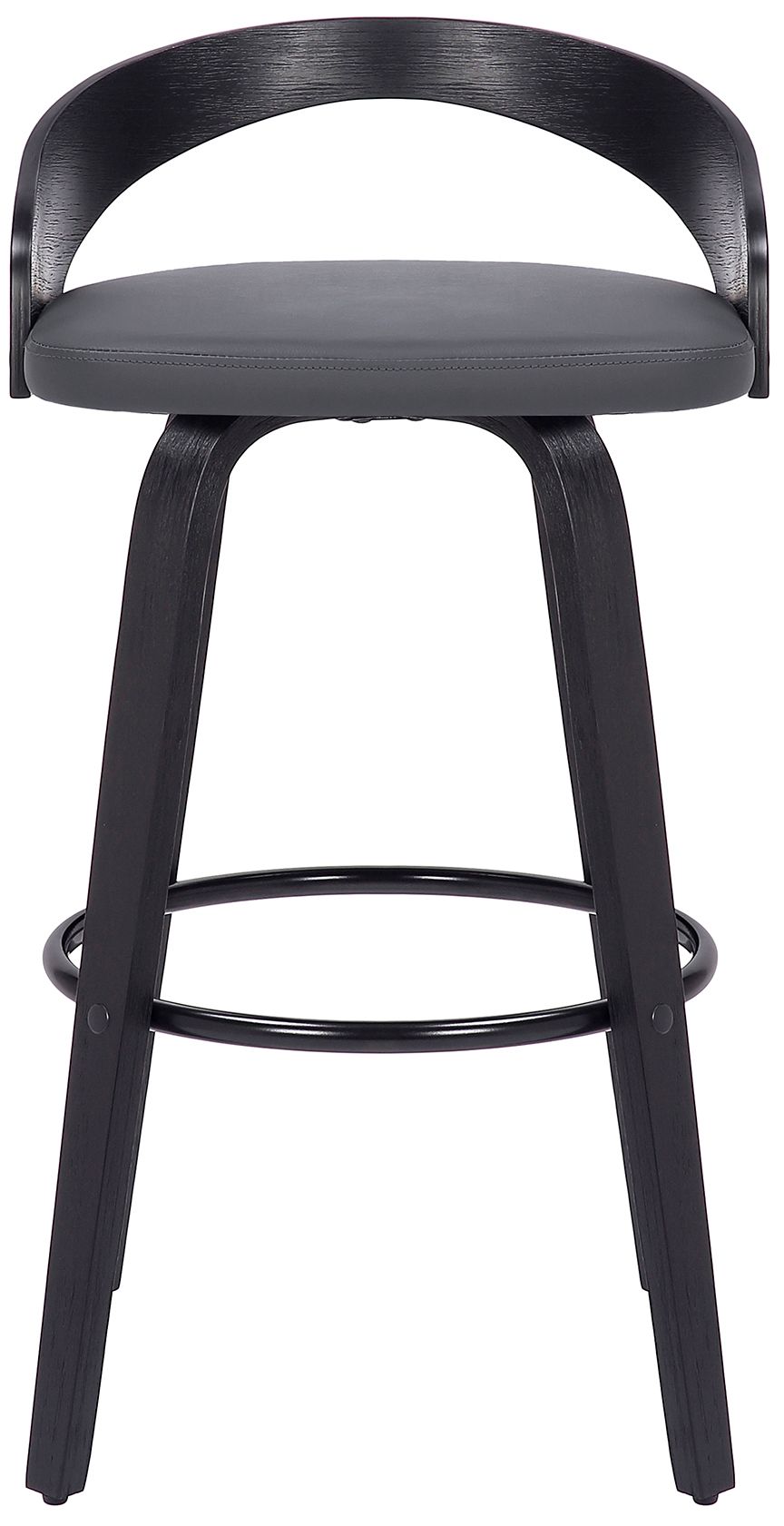Image 2 Sonia 26 in. Swivel Barstool in Grey Faux Leather and Black Wood more views