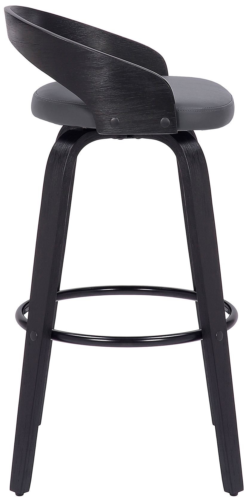 Image 3 Sonia 26 in. Swivel Barstool in Grey Faux Leather and Black Wood more views
