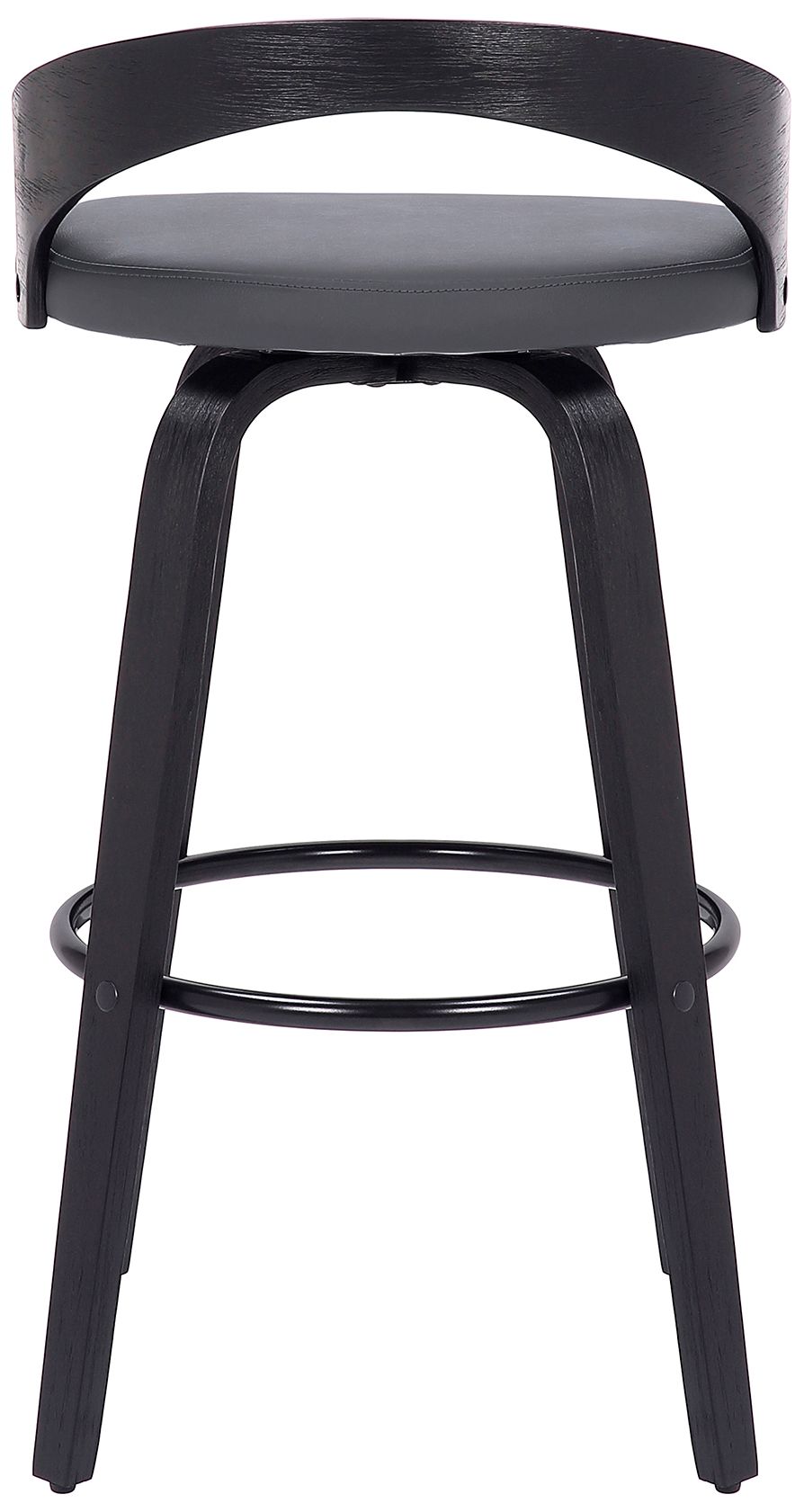 Image 5 Sonia 26 in. Swivel Barstool in Grey Faux Leather and Black Wood more views