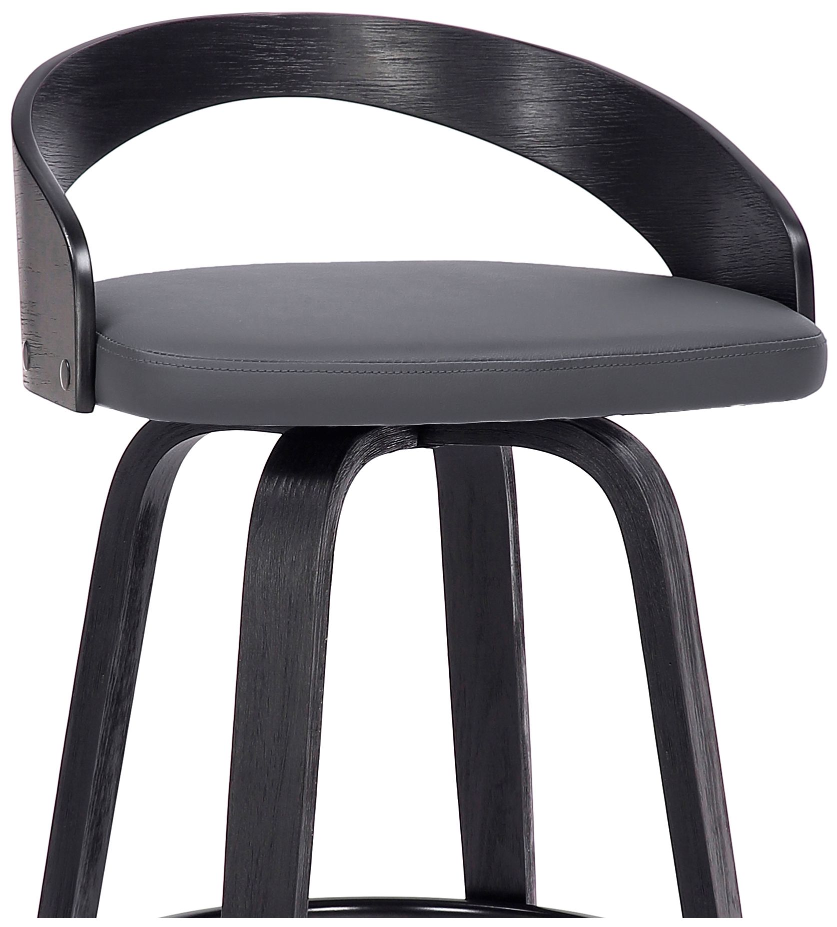 Image 6 Sonia 26 in. Swivel Barstool in Grey Faux Leather and Black Wood more views
