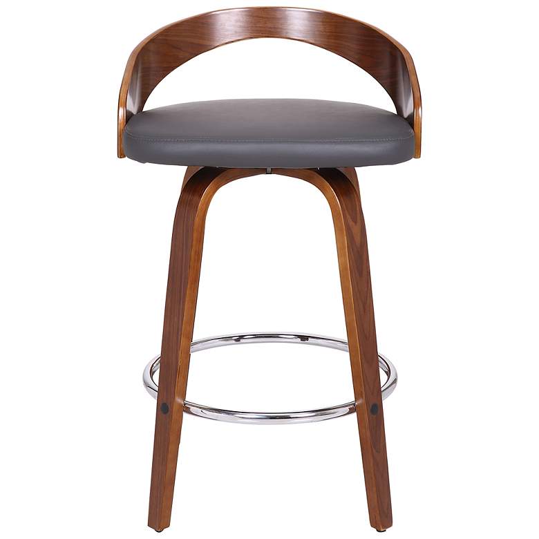 Image 3 Sonia 26 in. Swivel Barstool in Grey Faux Leather and Walnut Wood more views