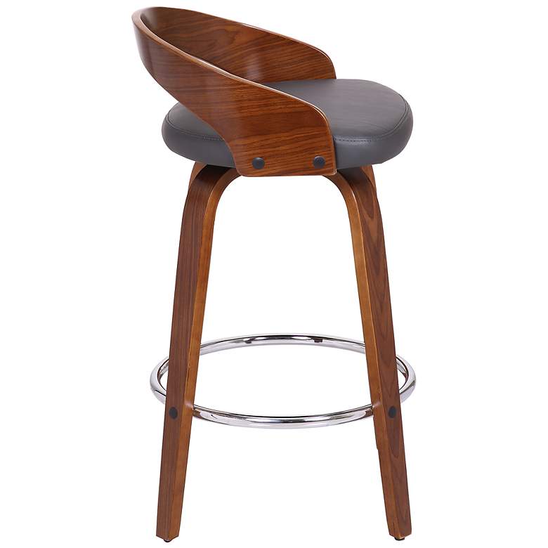 Image 4 Sonia 26 in. Swivel Barstool in Grey Faux Leather and Walnut Wood more views