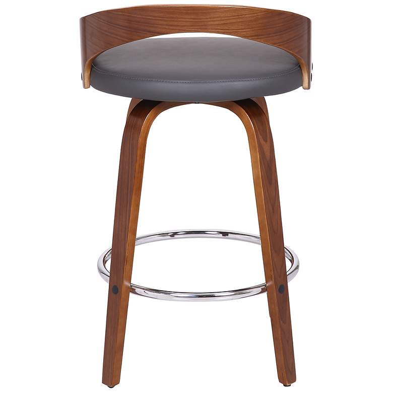 Image 6 Sonia 26 in. Swivel Barstool in Grey Faux Leather and Walnut Wood more views